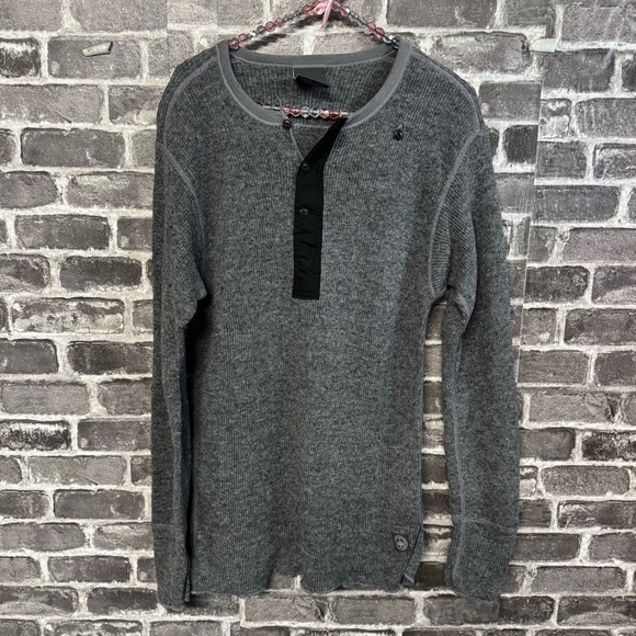 Sitka Stanfield’s Heritage Wool Henley gray black long sleeve shirt
